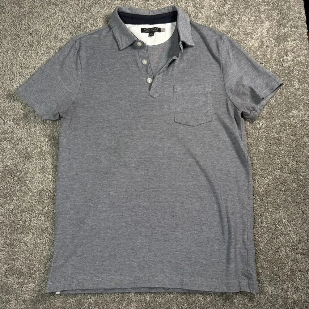 Banana‎ Republic Shirt Mens Medium Gray Performance Pique Polo Golf Preppy